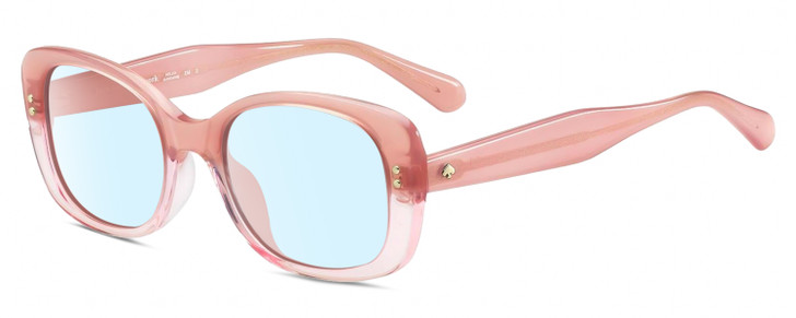 Profile View of Kate Spade CITIANI/G/S 35J Designer Blue Light Blocking Eyeglasses in Blush Pink Crystal Ladies Butterfly Full Rim Acetate 53 mm