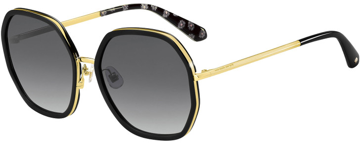 Profile View of Kate Spade NICOLA/G/S RHL Women's Sunglasses Black Gold/Grey Blue Gradient 58 mm
