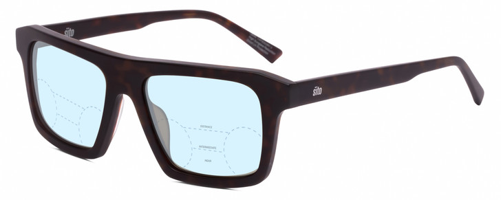 SITO SHADES Gt Unisex Progressive Blue Light Glasses Tortoise Havana Brown 54 mm