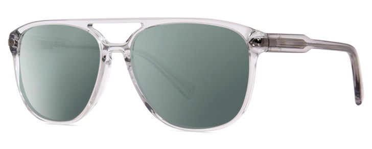 Profile View of John Varvatos VJV424 Designer Polarized Sunglasses with Custom Cut Smoke Grey Lenses in Crystal Smoke Grey Unisex Panthos Full Rim Acetate 56 mm