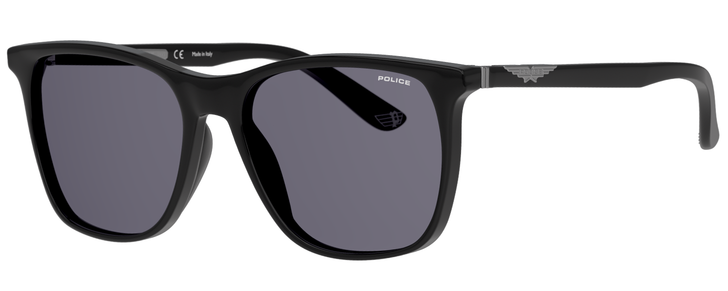 Police SPL872 Unisex Full Rim Designer Sunglasses in Gloss Black/Dark Grey 56 mm