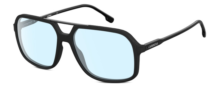 Profile View of Carrera 229-S-0807 Designer Blue Light Blocking Eyeglasses in Matte Black Gunmetal Unisex Square Full Rim Acetate 59 mm