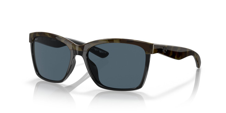 Profile View of Costa Del Mar Anaa Womens Sunglass Green Tortoise Black/Polarized Gray 580P 55mm