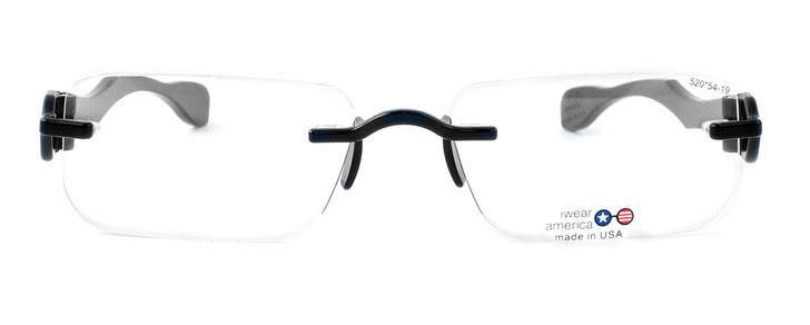 I Wear America Designer Rimless Eyewear Made in the USA "Freedom 1" in All Black :: Custom Left & Right Lens