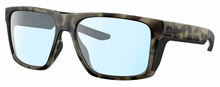 Profile View of Costa Del Mar Lido Designer Blue Light Blocking Eyeglasses in Matte Gray Brown Clear Crystal Wetlands Unisex Square Full Rim Acetate 57 mm
