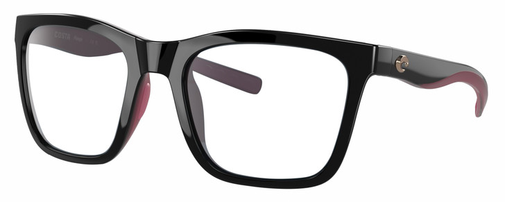 Profile View of Costa Del Mar Panga Designer Progressive Lens Prescription Rx Eyeglasses in Shiny Black Fuchsia Purple Ladies Cat Eye Full Rim Acetate 56 mm