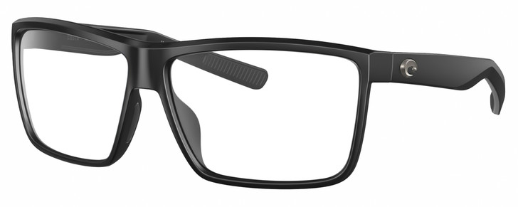 Profile View of Costa Del Mar Rinconcito Designer Bi-Focal Prescription Rx Eyeglasses in Matte Black Unisex Rectangular Full Rim Acetate 60 mm