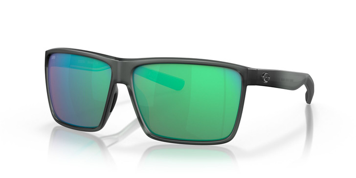 Profile View of Costa Del Mar Rincon Unisex Sunglasses in Gray/Polarized Green Mirror 580G 63 mm