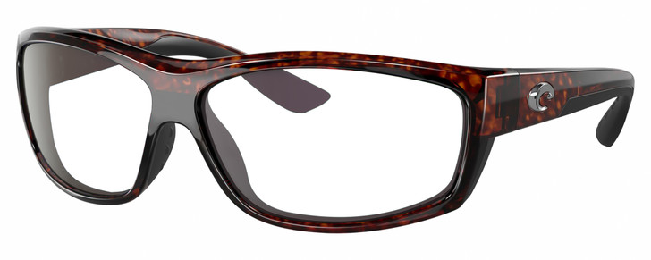 Profile View of Costa Del Mar Salt Break Designer Progressive Lens Prescription Rx Eyeglasses in Amber Brown Tortoise Havana Black Unisex Rectangular Full Rim Acetate 65 mm