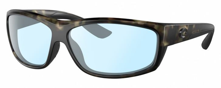Profile View of Costa Del Mar Salt Break Designer Blue Light Blocking Eyeglasses in Matte Brown Gray Crystal Black Wetlands Unisex Rectangular Full Rim Acetate 65 mm