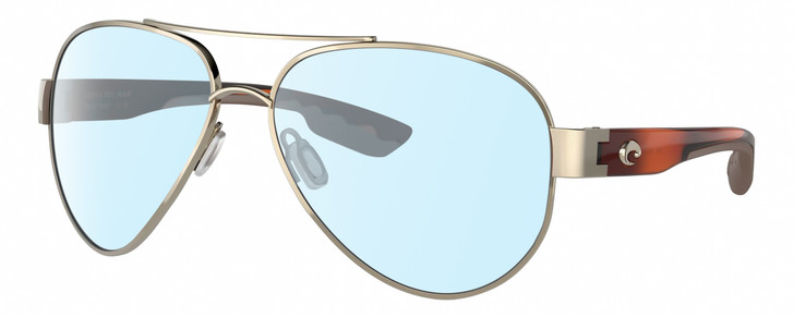 Profile View of Costa Del Mar South Point Designer Blue Light Blocking Eyeglasses in Rose Gold Auburn Brown Tortoise Havana Unisex Pilot Full Rim Metal 59 mm