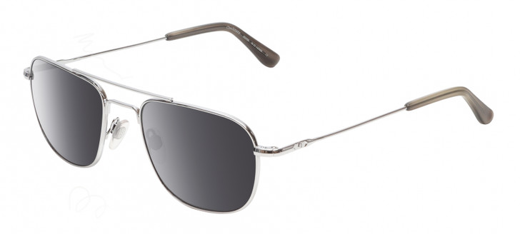 Profile View of American Optical Checkmate Designer Polarized Sunglasses with Custom Cut Smoke Grey Lenses in Shiny Silver Grey Unisex Pilot Full Rim Metal 56 mm
