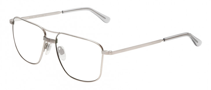 Profile View of American Optical Airman Designer Single Vision Prescription Rx Eyeglasses in Shiny Silver Clear Unisex Pilot Full Rim Metal 56 mm