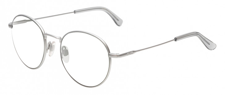 Profile View of American Optical AO-1002 Designer Bi-Focal Prescription Rx Eyeglasses in Matte Silver Clear Unisex Round Full Rim Metal 51 mm