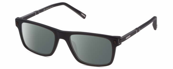 Profile View of Chopard VCH313-0703 Designer Polarized Sunglasses with Custom Cut Smoke Grey Lenses in Matte Black Carbon Fiber/Wood Mens Rectangular Full Rim Acetate 53 mm