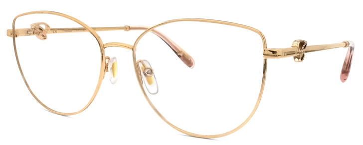 Profile View of Chopard 23KT Gold Plated VCHF51S-08FC Cat Eye Reading Glasses Pink Crystal 54 mm