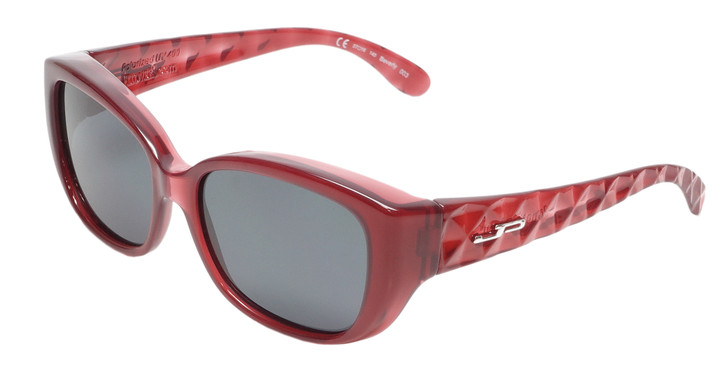 Profile View of Jonathan Paul Beverly Women Fitover Sunglasses Crystal Cherry Red&Polarized Grey