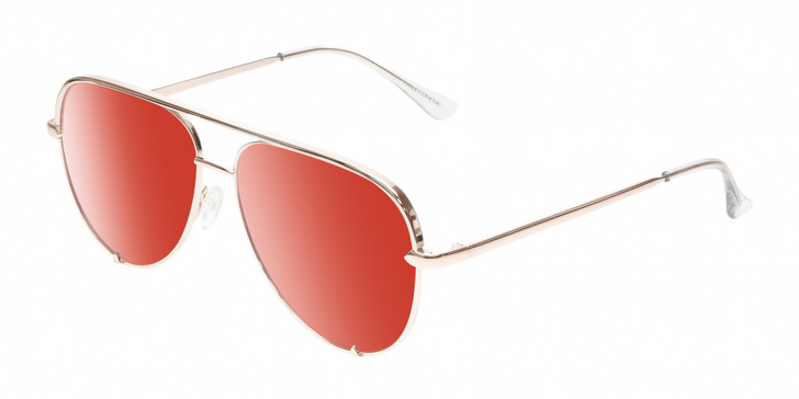 QUAY Australia High Key Mini Unisex Polarized Sunglasses Gold Clear Crystal 59mm