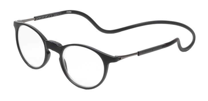Calabria SP04 Snap Magnetic Reading Glasses Black Front Connect Adjustable Temples Eyeglass Around Neck Hanging Readers with Custom Lenses