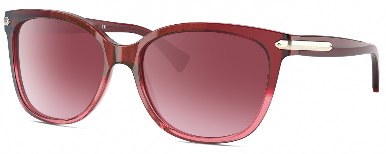 COACH HC8132 Cat Eye Sunglasses Glitter Pink Crystal/Burgundy Red Gradient 57 mm