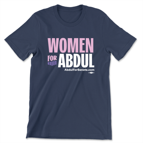 Women For Abdul (Unisex & Women's Navy Tee)