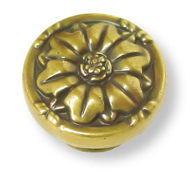1-1/4" Leaf Knob Antique Brass
