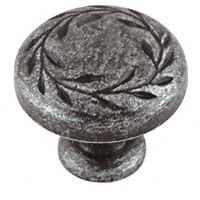 1-1/4" Leaf Knob Wrought Iron Black