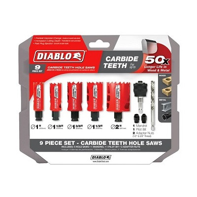 Diablo 9 Piece Carbide Hole Saw Set