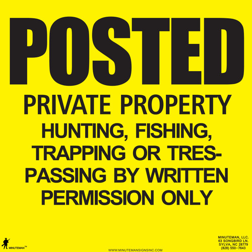 6" x 14" Yellow Poly Sign "No Trespassing"