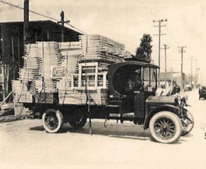 Vintage truck filled with lumber