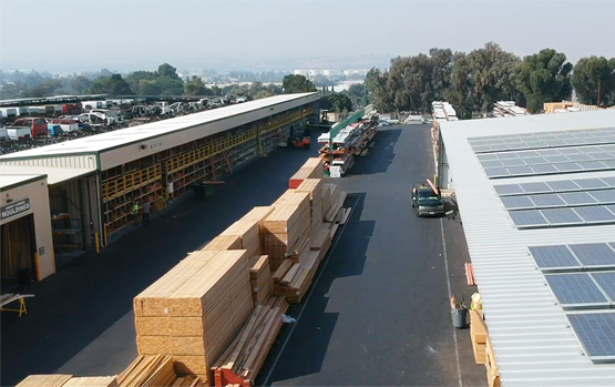 Aerial view of the Concord lumber yard