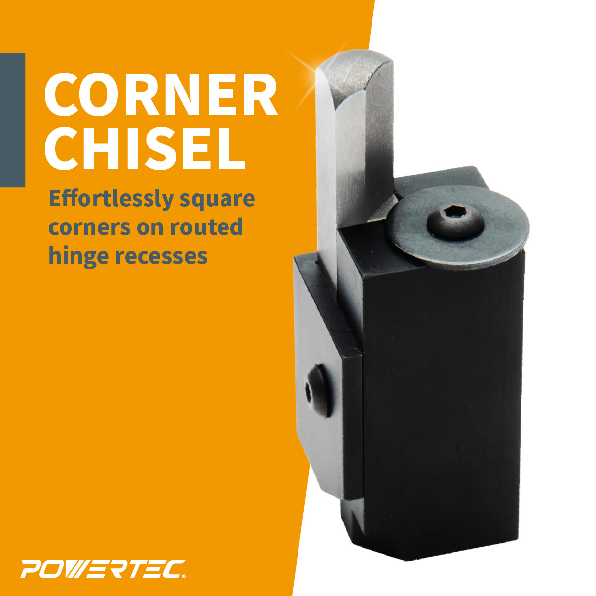 POWERTEC 71036 Square Corner Chisel – High Speed Steel, 1 Piece, Made In Taiwan