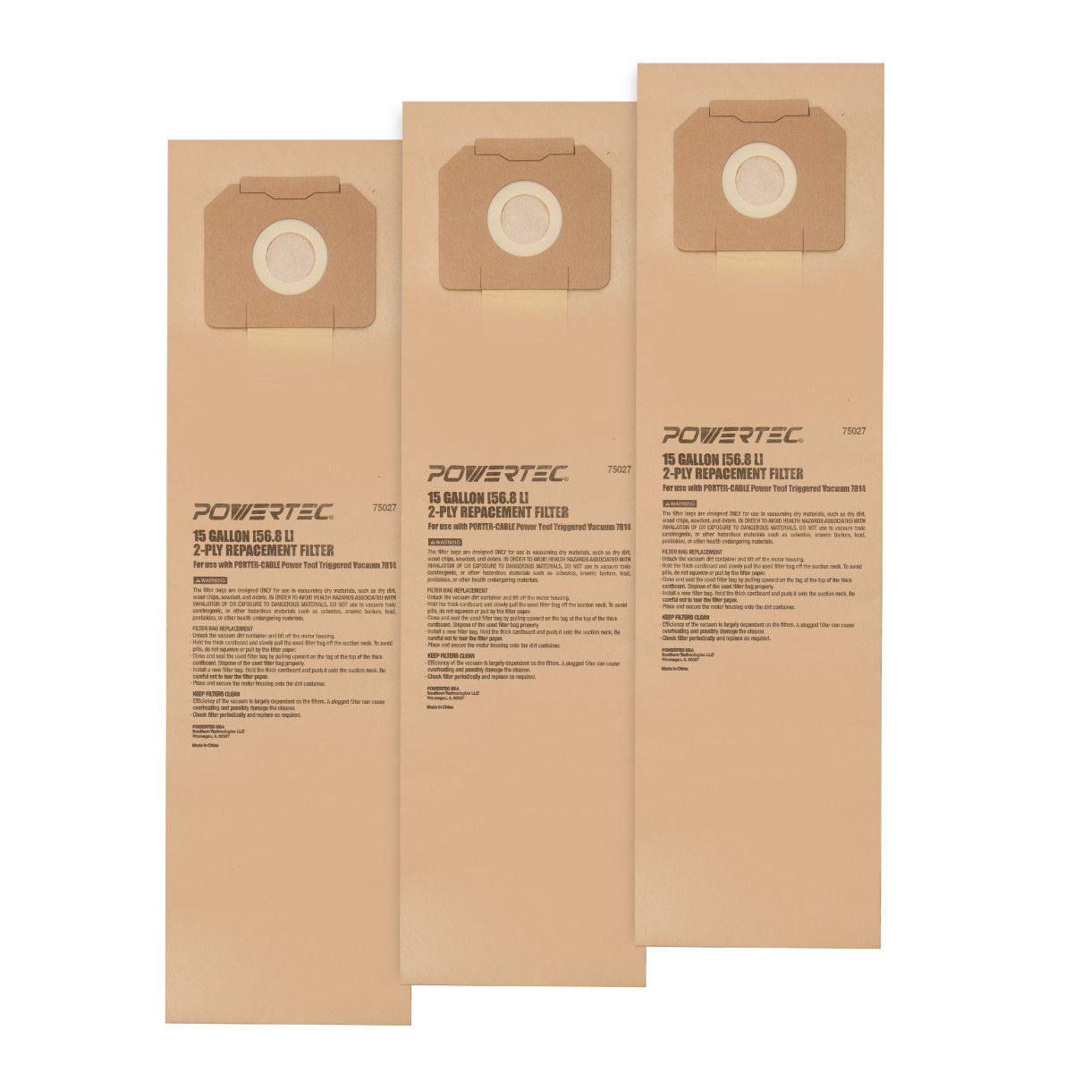 CABLE Filter Bags 15-Gallon for Power Tool Vacuum- POWERTEC | Buy