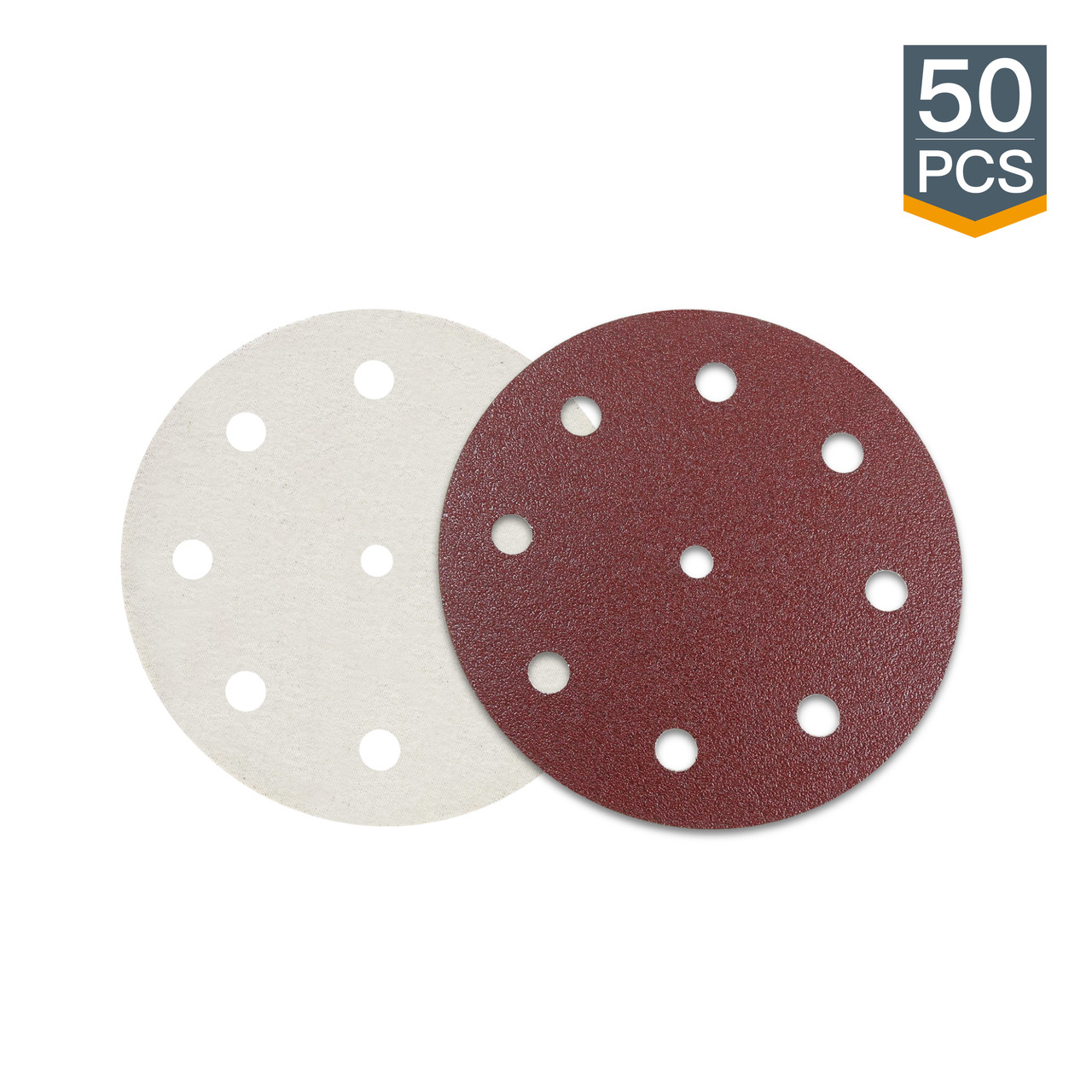 POWERTEC 4d125908-50 80 Grit A O Hook and Loop Disc for Festool RO ETS 125 Sander 50 Pack Red