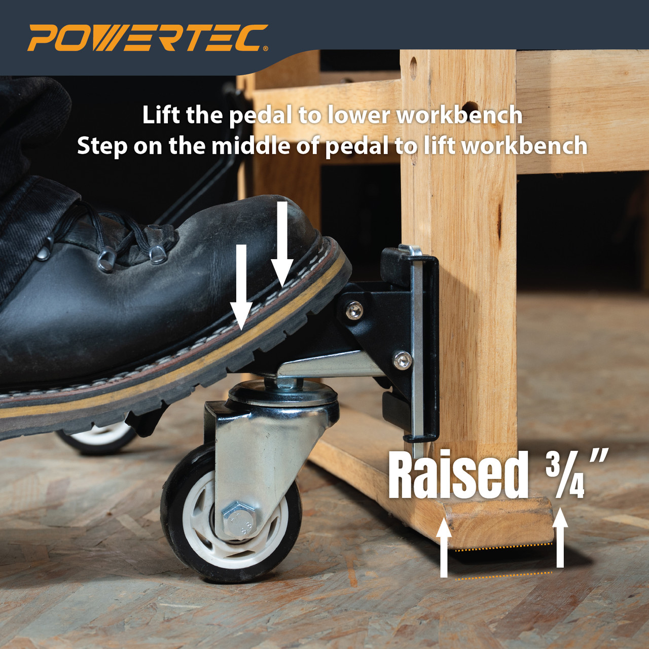 Workbench Casters with Quick-Release Plates, Pack of 4 | POWERTEC ...