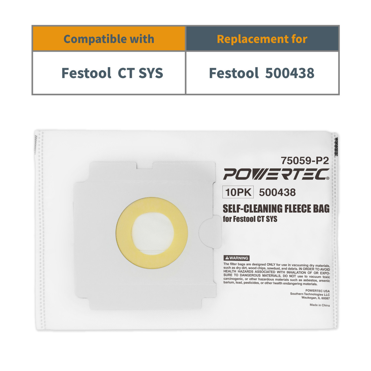 Wood Saw Dust Collection Filter Bags for Festool-Self Cleaning CT