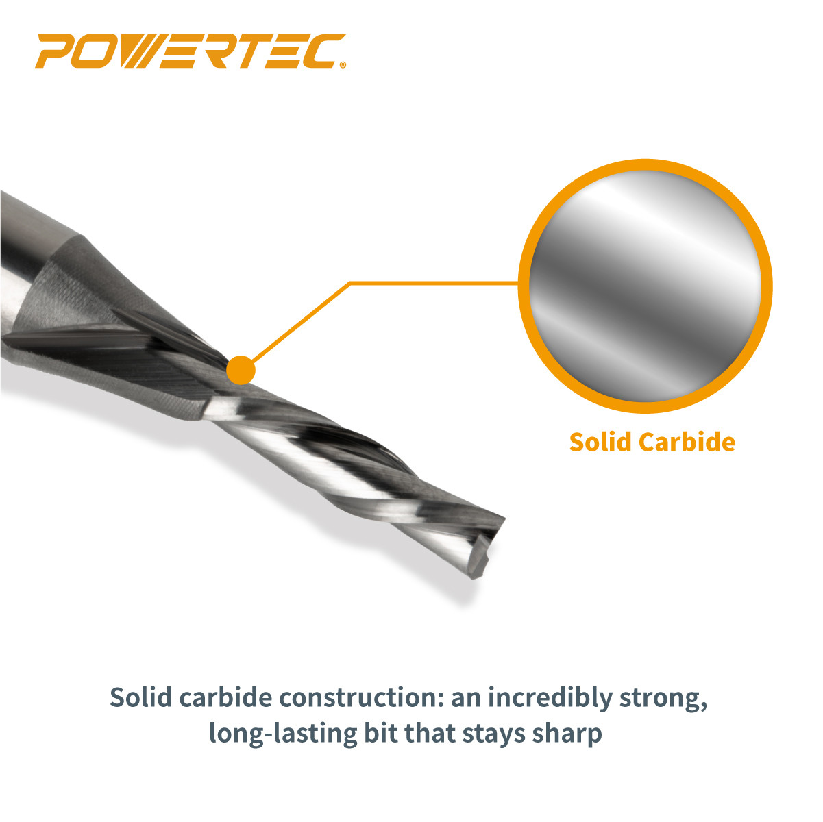 Powertec Solid Carbide Router Bit-Standard 1/4??Shank Spiral Bit with ...