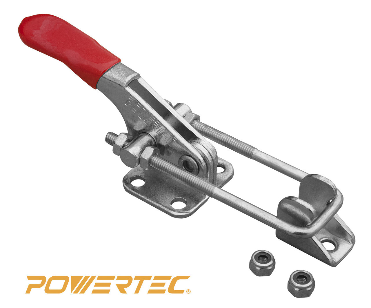 POWERTEC 20324 Latch Action Toggle Clamp W Threaded U Bolt and Red Vinyl Handle Grip 1980 lb Holding Capacity, 40344