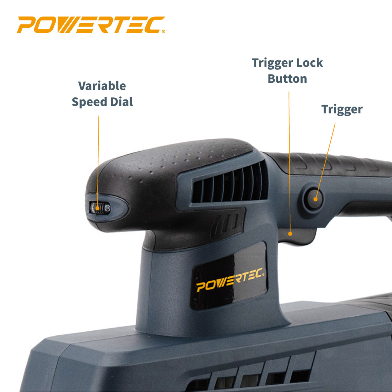 1/2 Sheet Variable Orbital Sander with Hole Punch Set by POWERTEC.