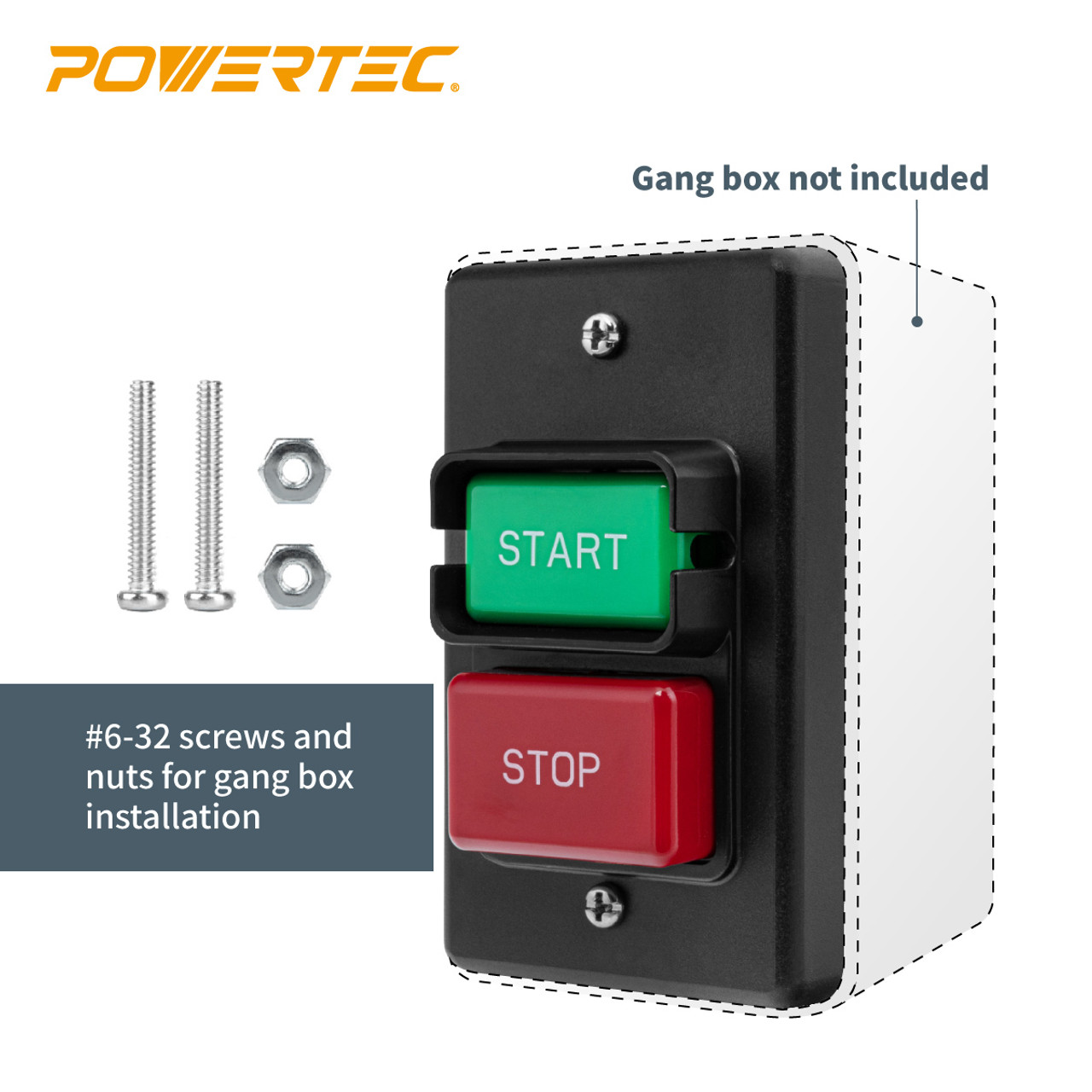 Single Phase On/Off Switch with Single Gang Box Screws