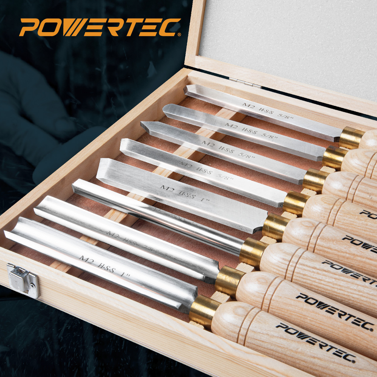 8 Piece Wood Chisel Woodworking Lathe Hand Tool Set - Includes Gouges,  Skews, Round Nose, Spearpoint, and Parting Chisels 