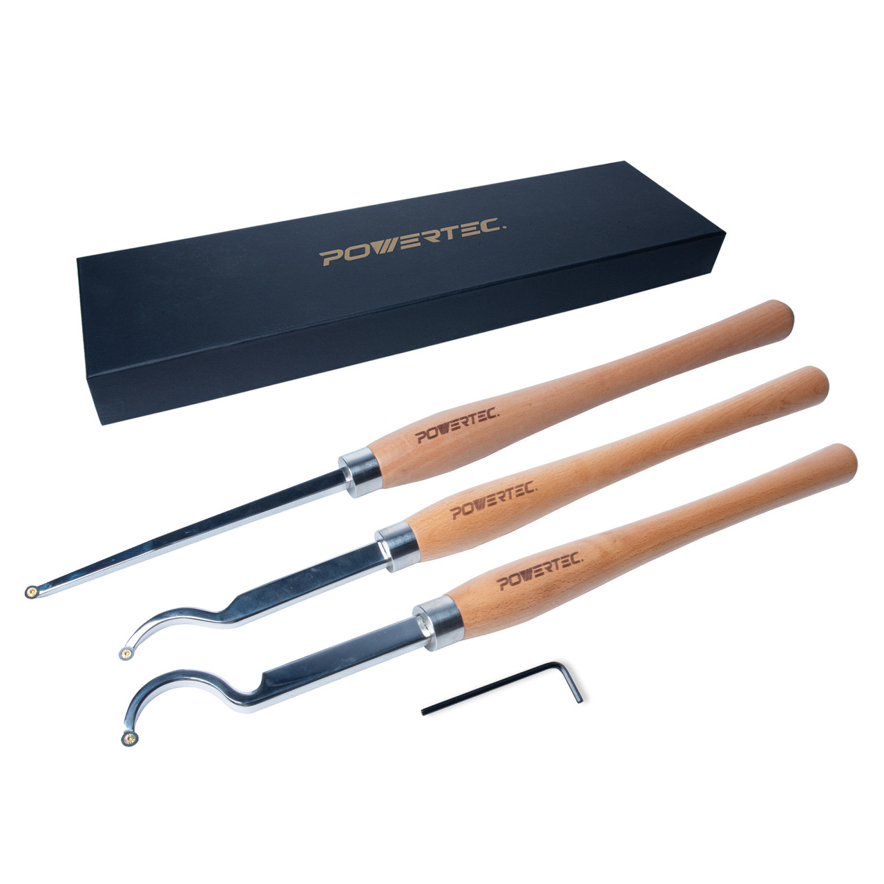 71827 Precision Carbide-Tipped Woodturning Tool Set (3 Pieces) for Deep  Hollowing on Wood Lathe