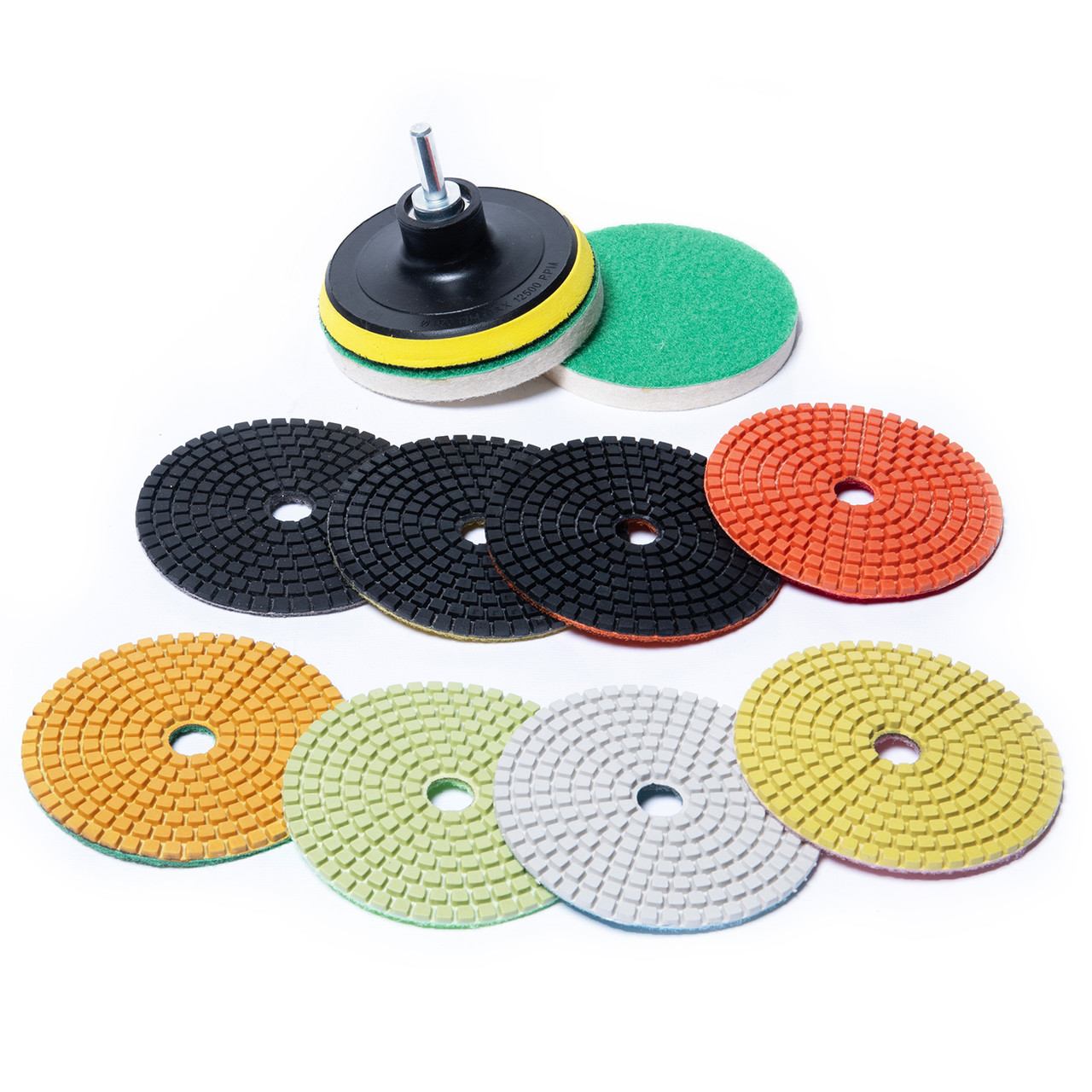 Toolway 10-Piece 4" Diamond Polishing Pad Set - For Granite, Marble, Porcelain