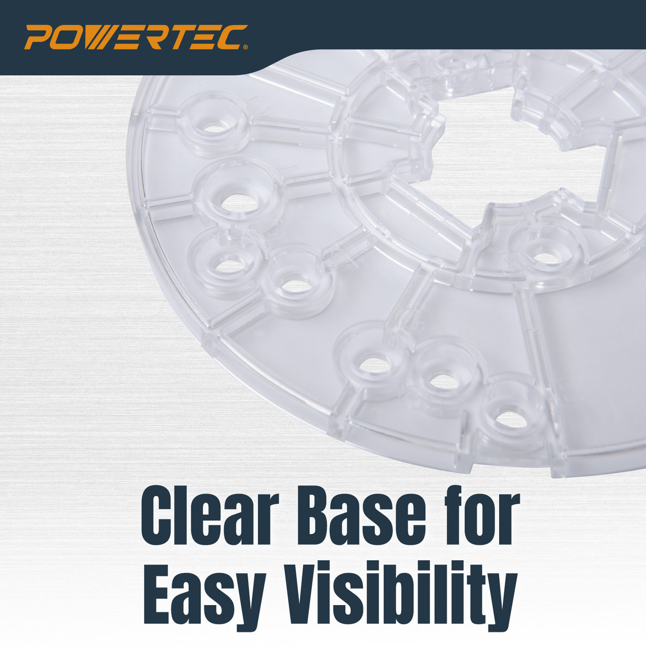 Router Base Plate Clear Acrylic w/Centering Pin 6-1/2