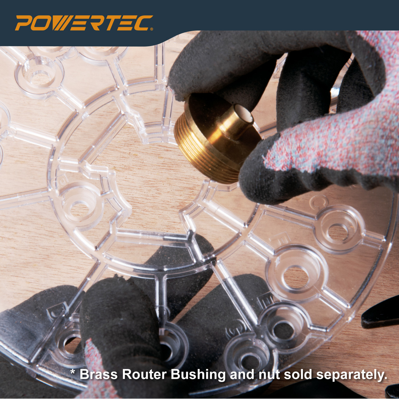 Router Base Plate Clear Acrylic w/Centering Pin 6-1/2