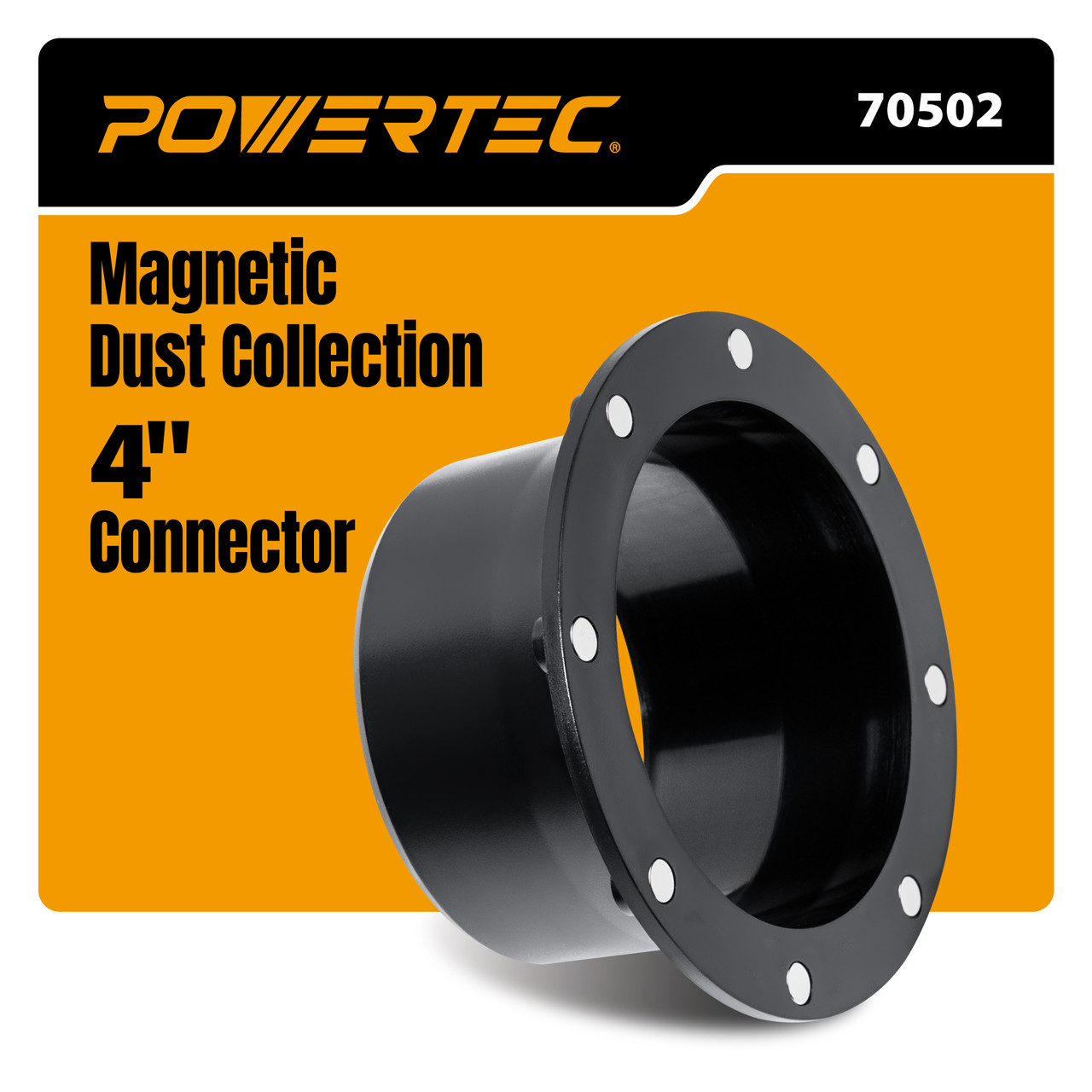 POWERTEC 70502 4 inch magnetic dust collection connector 8 magnets