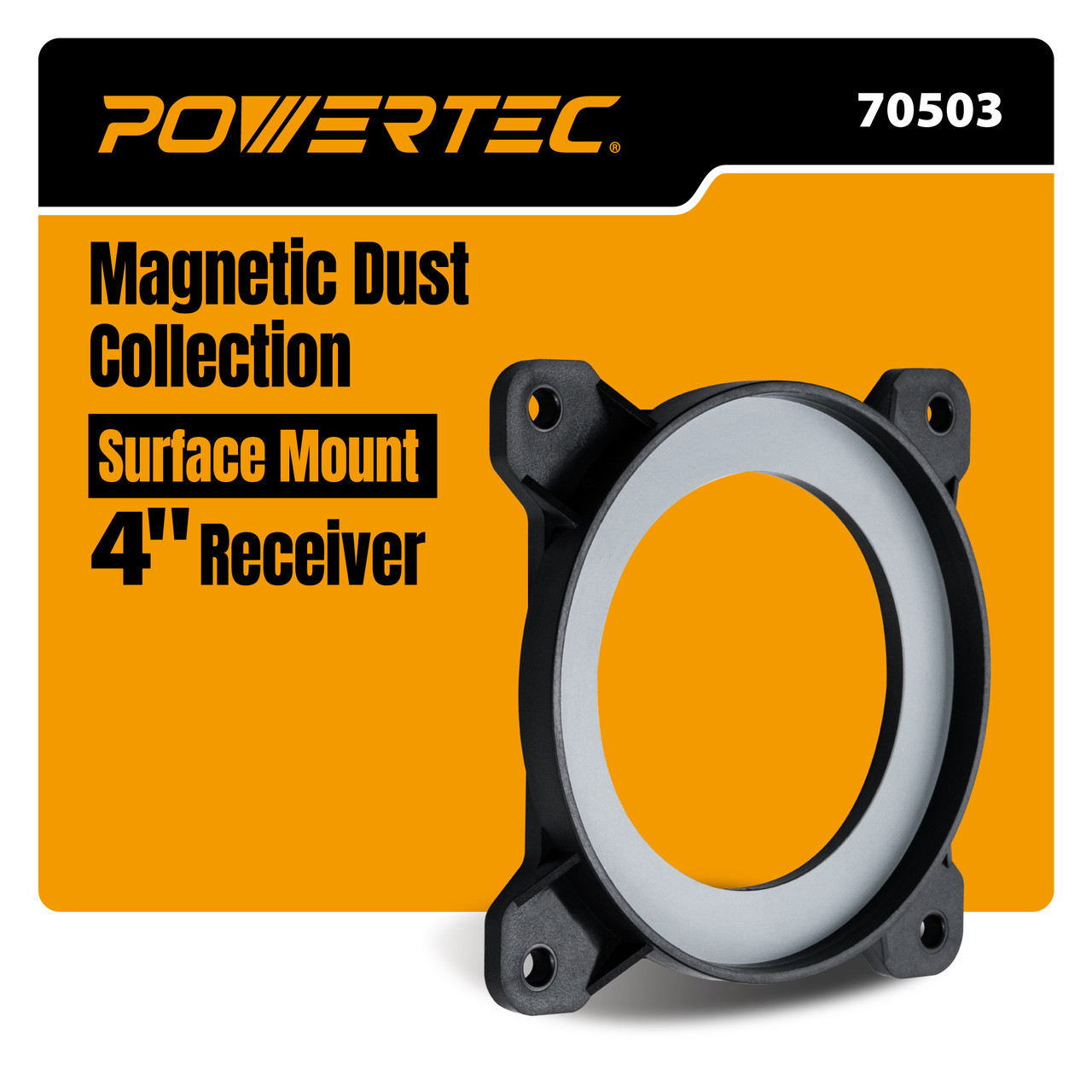 POWERTEC 70503 4 inch surface mount dust port steel ring receiver