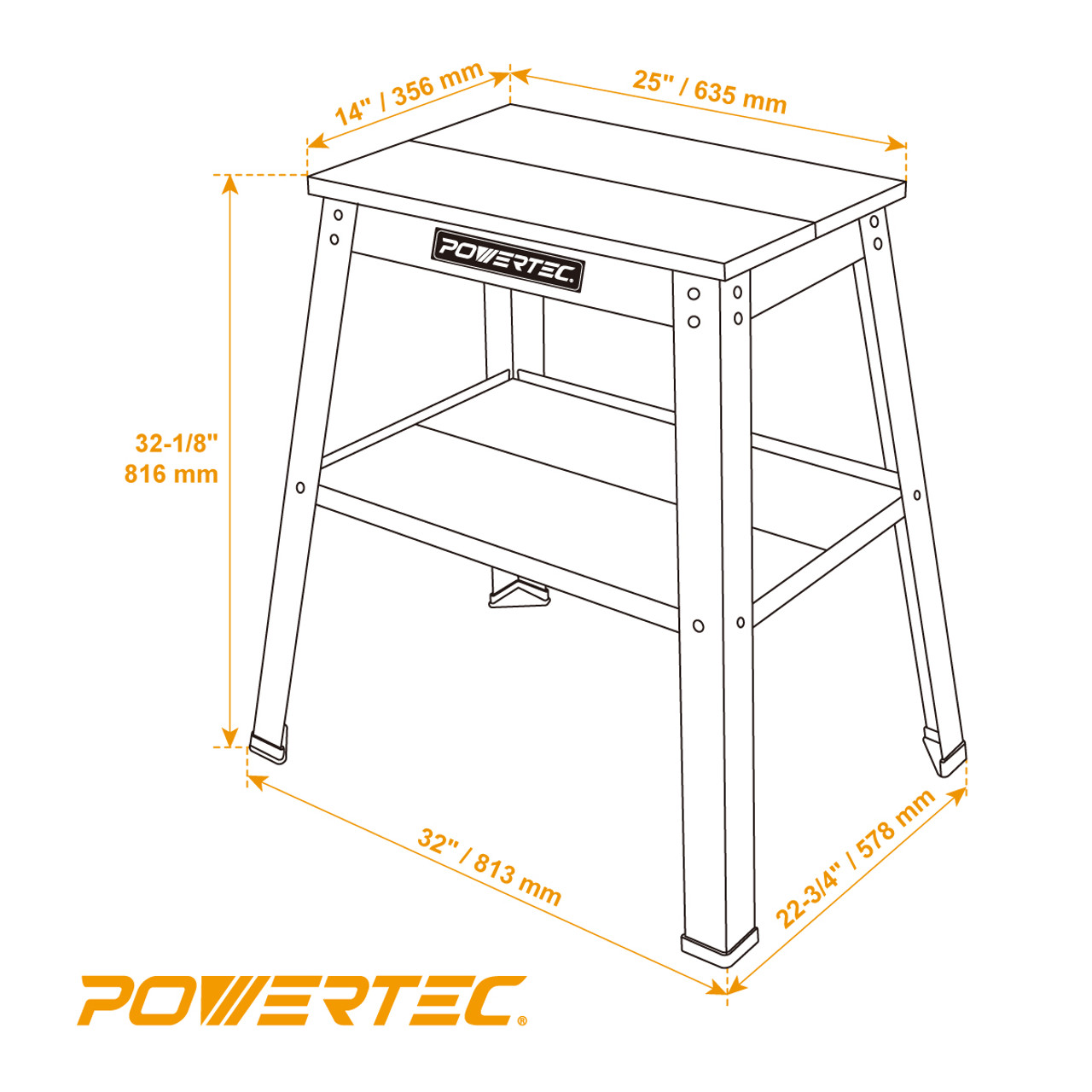 POWERTEC-Universal Tool Stand capacity of 500 lbs | POWERTEC