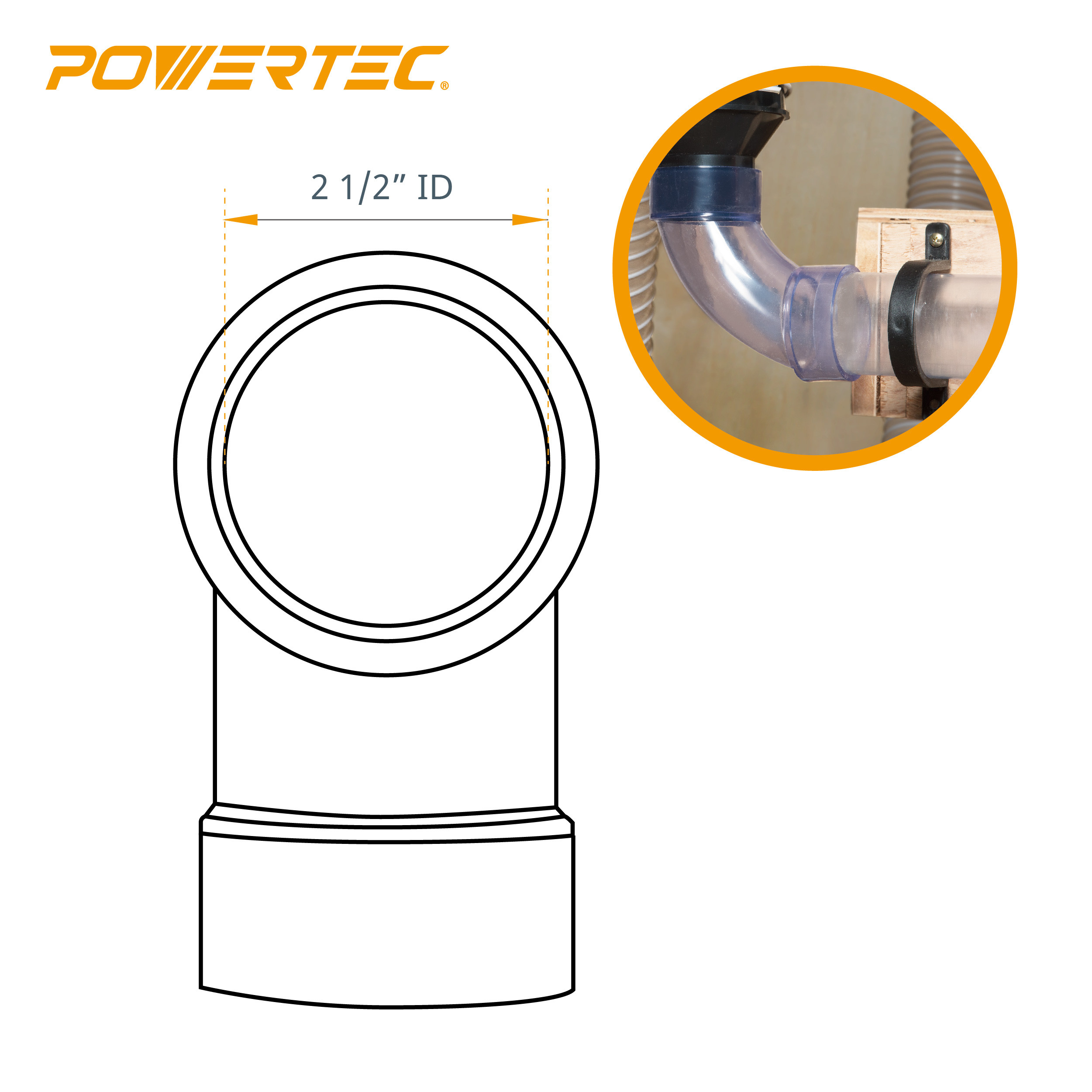 Peachtree Woodworking PW521 Flexible Rubber Dust Collection Fitting - 1 3/8 X 1 1/2 Inch Connector