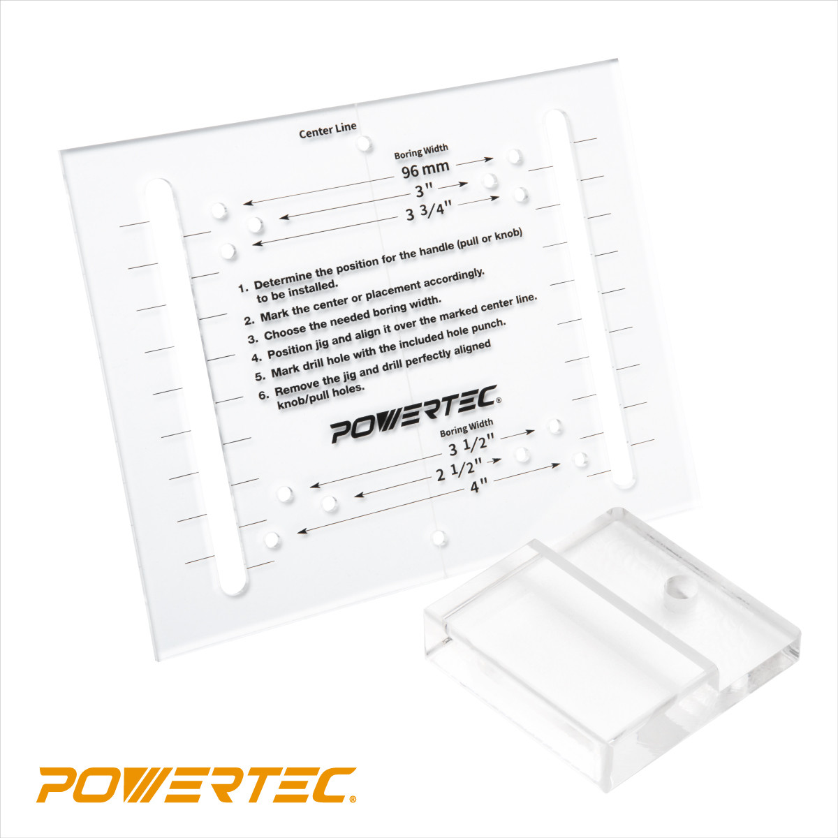 Drawer Pull Jig Template and Center Punch Kit POWERTEC Woodworking